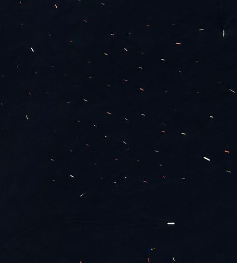 Sentinel-2 crop of Khor Fakkan approaches at 25.36°N 56.48°E, captured 19 Oct 2026