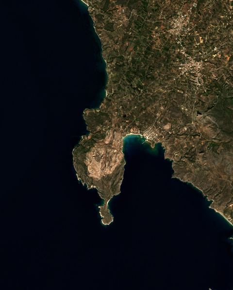 Sentinel-2 crop of Laconian Gulf at 36.69°N 22.82°E, captured 21 Oct 2026